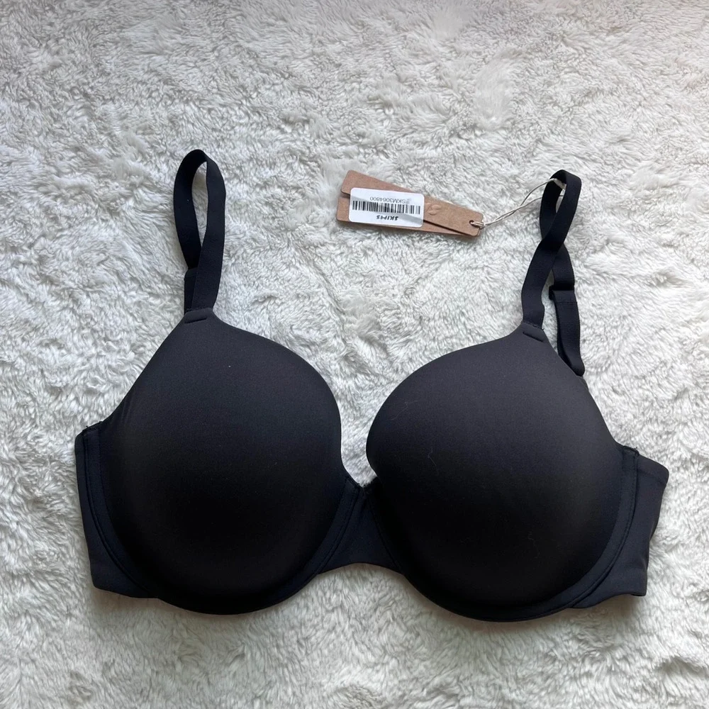 Skims Women's Fits Everybody T-Shirt Bra Onyx Black BR-UWR-2294 Size 32DDD New